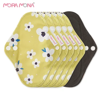 Mora Mona Moda Patrón De Bambú Del Carbón De Leña De Toallas Sanitarias De Tela Reutilizables Menstrual De La Almohadilla De Buen Absorbente De Mama Pad 5 Pcs /Pack