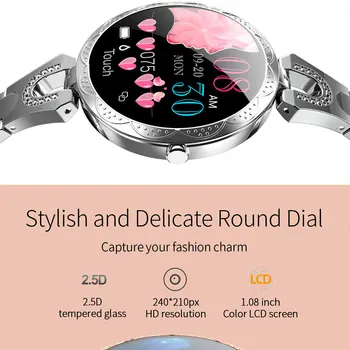 Mujeres reloj inteligente AK15 de Lujo de la moda pulsera inteligente de la frecuencia cardíaca impermeable de fitness tracker para Android, iOS teléfonos pk H8 KW10 W8