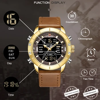 NAVIFORCE LED Digital Reloj de Deporte de los Hombres de Lujo de la Marca Militar reloj de Pulsera para Hombre de Cuarzo de la prenda Impermeable del Reloj de Oro Reloj de Relogio Masculino