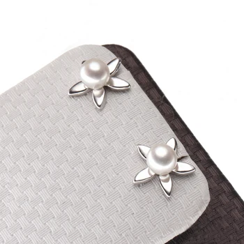 NUEVA simplicidad Elegante Perla Natural de la joyería de los Pendientes Para las Mujeres 925 de la Plata Esterlina de la Joyería de Perlas de agua dulce Pendientes de la Boda