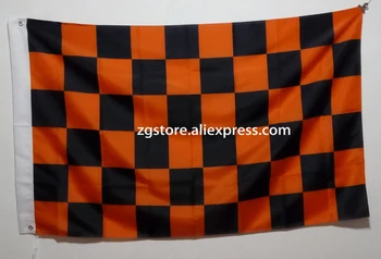 Naranja y Negro a Cuadros de Decoración de Halloween Bandera 3X5FT 150X90CM Custome Banner de latón de metal agujeros