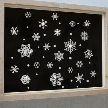 Navidad Copo de nieve de la Pared Pegatinas de la Fiesta de Navidad de Cristal de la Ventana de BRICOLAJE, Decoración de Año Nuevo Murales de 3 Colores