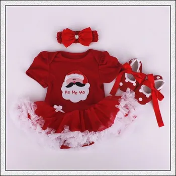 Navidad del Bebé, Mamelucos del Bebé de las Niñas Vestido de Encaje Recién nacido Otoño de Bebe Ropa de Bebé Ropa de 3pcs Conjuntos