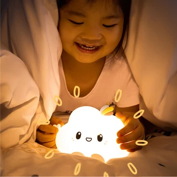 Nube de Luz de Noche de Luz LED Con Sensor de Tacto Suave Vivero de la Lámpara de la Mesita de Luz Para los niños los Niños Regalo de Cumpleaños Decoración de la Habitación
