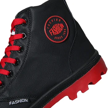 Nueva 2020 de Otoño, Principios de Invierno Zapatos de los Hombres de Moda las Botas de Cuero Suave Calzado para Hombres Botas de Tobillo Duro Suela Negro Rojo Caqui K076