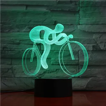 Nueva 3D Lámpara de Noche en Bicicleta Led Multi Color Táctil Led de la Tabla Visual Moderne Lámpara de Escritorio luminaria de Regalo Decorativas Lámparas de Mesa 1053