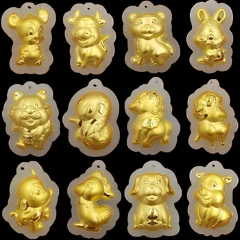 Nueva Puro 24k Oro Amarillo Colgante de 25x18mm de dibujos animados Encantadora Animales del Zodiaco Chino Jade Nefrita Encanto