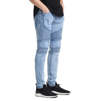 Nueva Ripped Jeans Biker Clásico Diseñador de Moda de la Marca de Estiramiento de los Hombres Flaco Lápiz Jeans