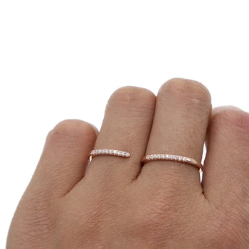 Nueva llegada de la carta de S cz anillo para las niñas elegante delgada de oro rosa de dos anillo de dedo abierto tamaño del anillo de ajuste en alta qualitly