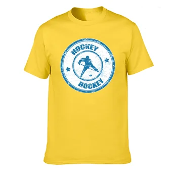 Nueva venta Caliente de la Moda de Hockey Grunge Sello de Goma Logotipo Patrón de la Camiseta de MoreSize de Manga Corta para Hombre de Algodón Superior Tees