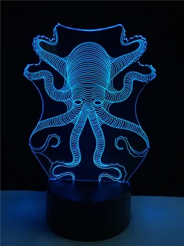 Nuevo Animal Pulpo Pescado 3D Lámpara LED USB del estado de Ánimo de la Noche la Luz de luminaria Infantil a Color Táctil Remoto Mesa Escritorio Bebé Cumpleaños Gfit RGB