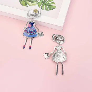 Nuevo Estilo de la Princesa de Esmalte Pin de Chicas de los Niños de dibujos animados de Color de Plata del Metal de la Aleación de la Muñeca de Diseñador de Broches de Pines para las Mujeres Mochilas de la Marca