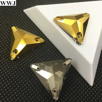 Nuevo Oro de Hematites Color 3270 Tri-ángulo 22,16,12 mm de Coser de la Piedra En las planas 3holes de Coser de Vidrio, Perlas de Cristal de Vestir Fabricación de la Joyería