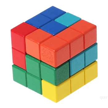 Nuevo Tetris Cubo Mágico Multi-color 3D Rompecabezas de Madera Educativos Cerebro Teaser del Juego