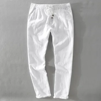 Nuevo lino de tobillo-Longitud de los pantalones de los hombres de la primavera verano de el lino de los hombres pantalones de gran tamaño 30-40 pantalones masculinos pantalon homme