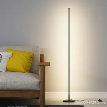 Nórdico y Minimalista LED Lámpara de Piso del Dormitorio Atmósfera de Sala de estar Vertical de la Lámpara de Control Remoto de Atenuación Piso de la Lámpara de Pie de Luz