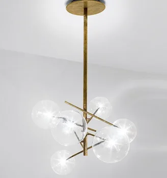 Nórdicos de cristal de iluminación de la lámpara de cobre de bolas de navidad lustres diseño de la lámpara hanglampen lamparas de techo lampes suspendues