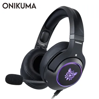 ONIKUMA K9 PS4 Auriculares de casco PC Estéreo de Juego de Auriculares con Micrófono de Respiración Luces para Xbox One/Portátil/Ordenador Gamer