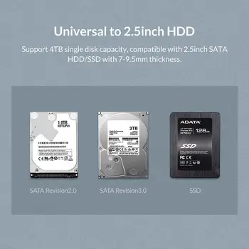 ORICO 2159U3 Transparente HDD USB 3.0 de Tipo C para SATA Externo de la caja de Disco Duro de 2,5 pulgadas Disco Duro SSD HDD Caja Con Soporte