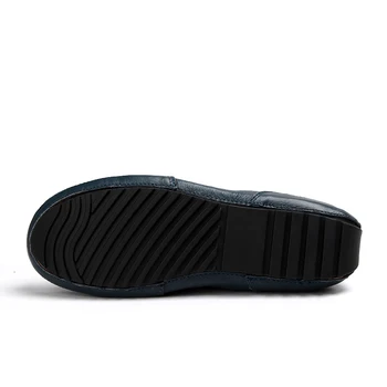 OZERSK de los Hombres Casuales de Cuero Genuino Zapatos de Verano de los Hombres Planos para Caminar Mocasines Negro Marrón de Lujo de Hombre Resbalón en los Zapatos del Barco de Gran Tamaño