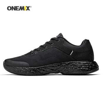 Onemix los Hombres Zapatos de las Mujeres Negro de Malla de Cojín de Aire Respirable Diseñador de Jogging Zapatillas de Deporte al aire libre Caminar Instructores