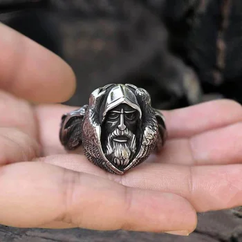 Onlysda la Mitología Nórdica, Odín Raven Anillos de Plata para Hombre Viking Lobo Anillo del Acero Inoxidable Escandinavos Amuleto de la Joyería OSR431