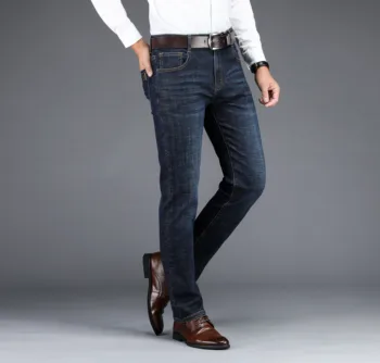 Otoño Invierno Nuevo Mens Jeans De Alta Calidad De Longitud Completa Casual Estirar Pantalones De Moda Clásicos Vaqueros Rectos De Los Hombres Pantalones