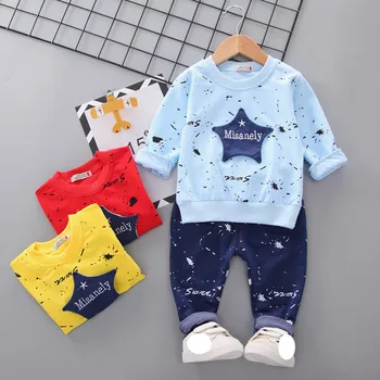 Otoño de ropa de bebé conjunto de niños de la ropa del traje de niño de manga Larga star camiseta + pantalones 2pcs juego de ropa de niños