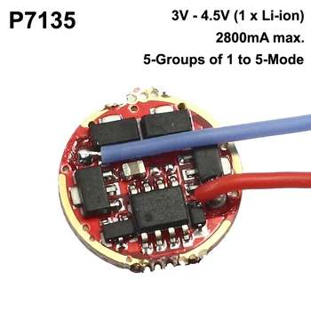 P7135 17mm 1-Celda de 2800mA 5-Grupos de 1 a 5-el Modo de Linterna Controlador de la Junta (1 pc)