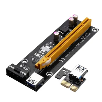 PCI-E 1x a 16x Máquina de Minería Bitcoin Miner Mejorado Extender Vertical de la Tarjeta de Adaptador de 60 cm(2 pies) USB 3.0 y SATA Cable de Alimentación