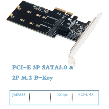 PCI-E SATA3.0 a M. 2 B-Clave de la Tarjeta de Adaptador de HDD SATA 3.0 Puertos Externos + 2 M. 2 B-Clave para M. 2 B-Clave SSD de 2,5/3,5 pulgadas Unidad de disco Duro