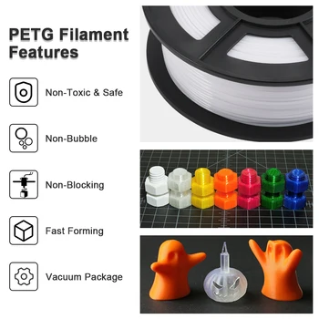 PETG 3D, Filamento de 1.75 mm Dimensiones de la Exactitud de+/- 0,02 mm Enotepad 1KG 2.2 lb Colorido PETG Eco-Material de fácil Entrega Rápida