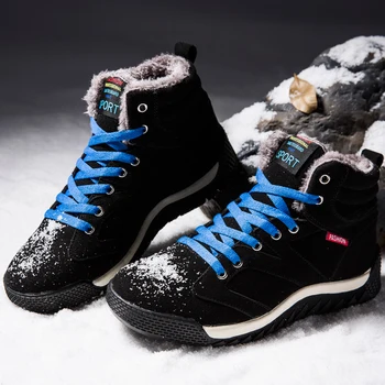 PULOMIES Hombres Mujeres Botas de Invierno Cálido de Piel Botas de Nieve de Peluche de Senderismo Zapatos Zapatillas de deporte de los Hombres de Invierno Botas de Tobillo de Más el Tamaño de Calzado deportivo
