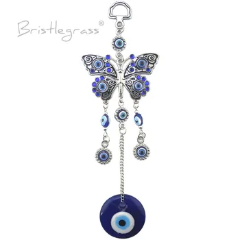 Panecillo o amor de hortelano Azul turco Mal de Ojo de diamante de imitación de la Pared de la Mariposa Colgante Colgantes de Amuletos de la Suerte Bendición de Protección de Regalo Decoración