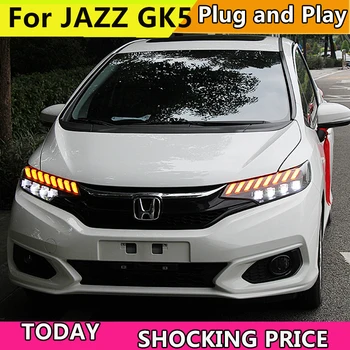 Para el Honda FIT JAZZ GK5-2018 Faros de LED luces de circulación diurna luces de Bi-Xenon de Haz de las luces de Niebla ojos de ángel Auto