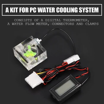 Pc 3 Modo de Medidor de Flujo Digital Termómetro, Equipo de Sistema de Enfriamiento de Agua Kit con Dos Conectores andwith Pagoda Clip