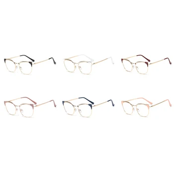 Peekaboo de metal de oro retro de gafas de mujer transparente de la lente de la moda accessorries marcos de gafas de ojo de gato de regalo para las damas