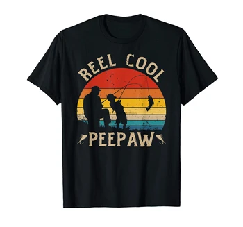 Peepaw Camisa de Pesca Divertido el Día de los Padres para Hombre Carrete Camiseta de Regalo de los Hombres T-Shirt-Negro(1)