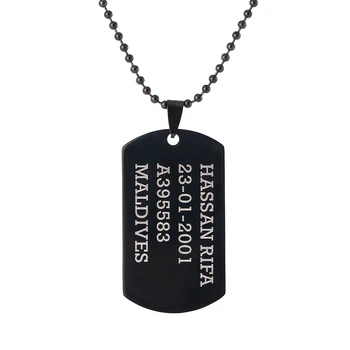 Personalizada a los Hombres de Negro ID de la Etiqueta de Perro Collar Colgante Grabado Personalizado Militar del Ejército de Etiquetas de Letras el Nombre de la Joyería de Acero Inoxidable