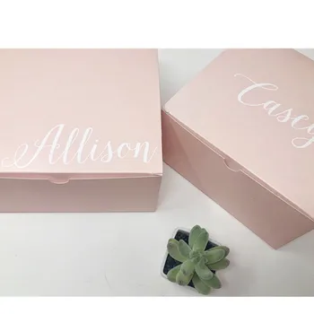 Personalizado de Gran tamaño de color rosa caja de regalo de la dama de honor de la propuesta de cuadros cuadro con el nombre de blush rosado de la fiesta de la boda cajas de novia de la caja de regalo