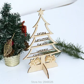 Personalizado de la navidad de Nuestro árbol familiar que ninguna de las palabras de pie Libre de la placa,de la familia actual, la madera del árbol de Navidad en el stand