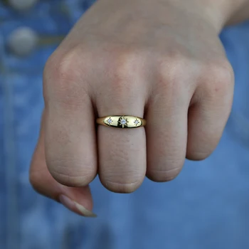 Plata de ley 925 anillo de las mujeres clásicas de diseño simple cz estrella estrella del anillo de dedo de la siget