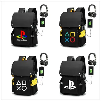 Playstation PS4 lienzo mochila del chico de la bolsa de viaje Bolsa de la Escuela de carga usb bolso de hombro de los Adolescentes bolsa de ordenador Portátil de mochilas