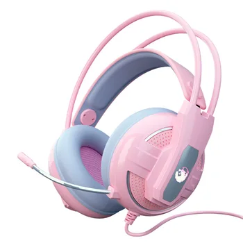 Profesional de Jugador de Sonido Envolvente 7.1 Rosa Auriculares Gaming Headset con Cable Con Micrófono Para Ordenador PC Regalos