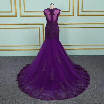 Púrpura Vestidos de Noche Largos de Sirena 2021 Elegante Pura Scoop Vestido Formal vestido de noiva Largo vestido de fiesta Más Tamaño