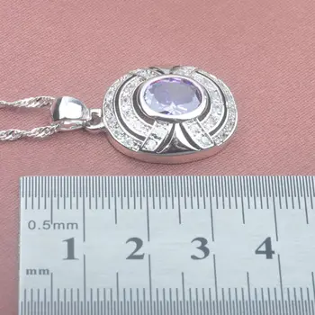 Púrpura brillante de Cristal de la Boda de las Mujeres Conjuntos de Joyas de Plata de Color de Anillo de Collar Y Aretes Conjunto TZ0100