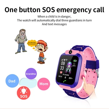 Q12 Impermeable de los Niños de Reloj Inteligente SOS Antil-perdido Smartwatch Bebé 2G Tarjeta SIM Reloj de Llamada Perseguidor de la Ubicación de los Niños de Regalo Para IOS, Android