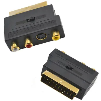 RGB SCART Macho a 3 RCA Hembra AV de Audio y Vídeo M-F Adaptador Convertidor de TV de la VIDEOGRABADORA