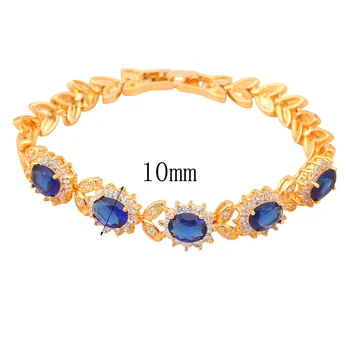 ROLILASON Cristal Azul & AAA Circón Oro de Tono de las pulseras del encanto de la Salud de la mujer Níquel y sin Plomo de la Moda de joyería de TB105