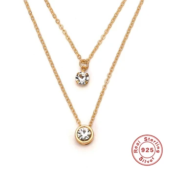 ROXI de Lujo Capas de Piedras preciosas Colgante de Collares para las Mujeres de la Joyería de la Plata Esterlina 925 de la Clavícula Collar de Oro Collares de Cadena